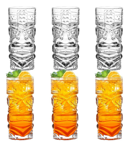 Vaso Tiki Set De 6 Unidades 420ml Color Cristal