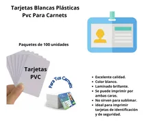 Comprar Tarjetas Blancas Plásticas Pvc  Para Carnets Y Credenciales