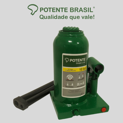 Macaco Hidráulico Garrafa Greenline 10t - Potente