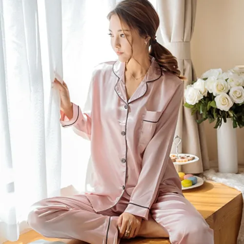 Conjunto De Pijama De Satén De Seda Para Mujer, Ropa De Dorm