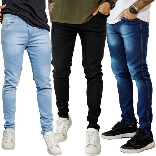 Kit 3 Calça Jeans Masculina Corte Reto Tradicional Env 24h