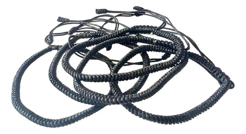 Pulsera De Cuerda Tibetana Negra Suerte Protección Fortuna Color Negro Diámetro 6 cm