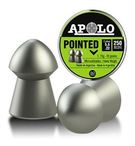 Balines Apolo Pointed 5,5 Mm 18 Grs 250 Unidades 