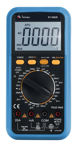 Multímetro Digital Cat Iii 600v True Rms Minipa Et-2082e Et-