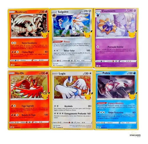 14 cartas lendárias de celebrações - todas brilhantes pokemon
