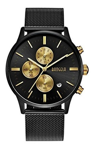 Reloj Baogela Para Hombre M-mu-1611hg Color  Negro-oro