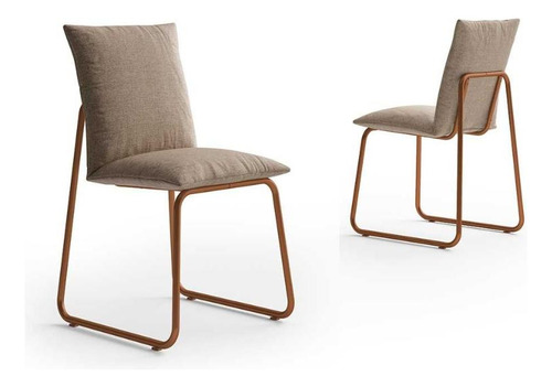 Cadeira Sala De Jantar Soft 1750 Aço Kit 2 Uni Cobre/linho A