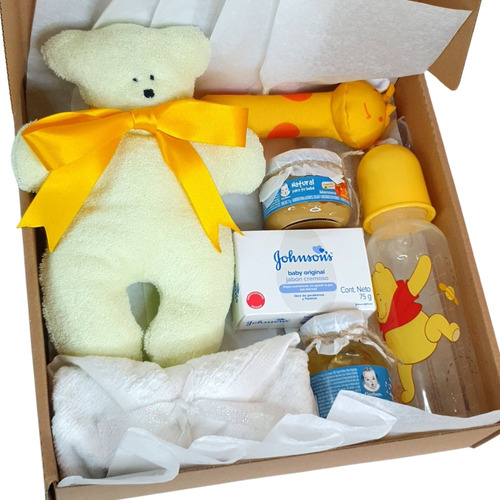 Giftbox Regalo Para Bebé Oso Amarillo Biberón Sonaja Peke