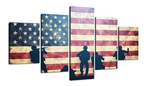 Pósteres - Retro American Flag Canvas Wall Military Pictures