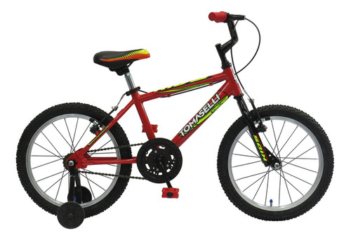 Bicicleta bmx niños infantil Tomaselli Kids R16 frenos v-brakes color rojo con ruedas de entrenamiento  