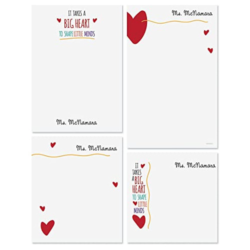 Set De Blocs De Notas Personalizados Big Heart Teacher/...