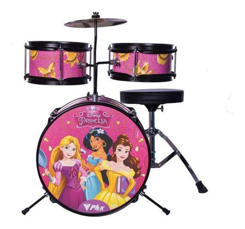 Bateria Acústica Infantil Disney Mosaico 3 14 Bid P1 Cor Rosa