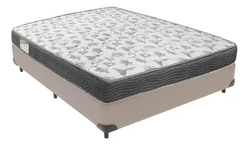 Cama Box Casal Iso 100 D33 138x188 Corino Bege Vz - Ortobom