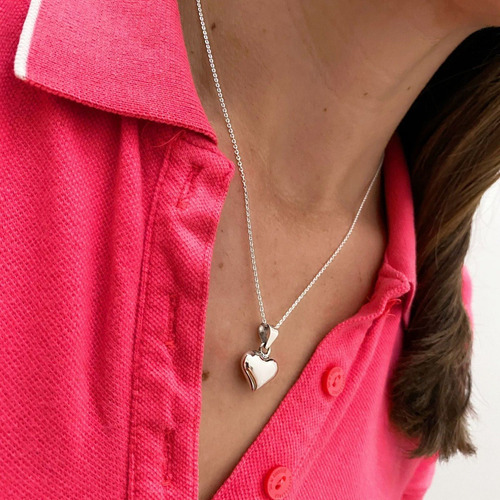 Imagen 6 de 10 de Dije De Plata Ley .925 Corazón Abombado Mujer Agálea Joyería