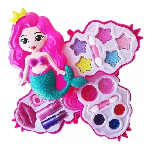 Set Maquillaje Para Niñas Sirenita Cosmetico Infantil 3 Piso