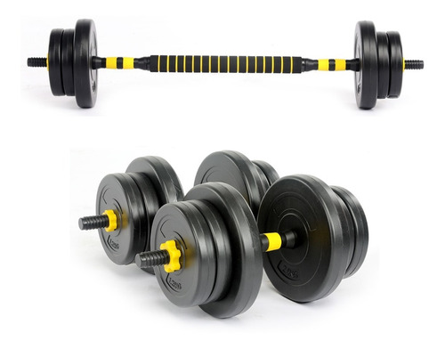Set Barra Y Mancuernas Ajustable 20 Kg