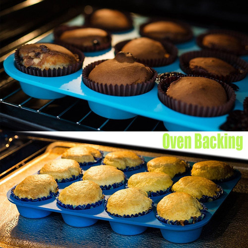 Molde De Silicona Muffin Para Cupcakes Hornear Muffins Y Color