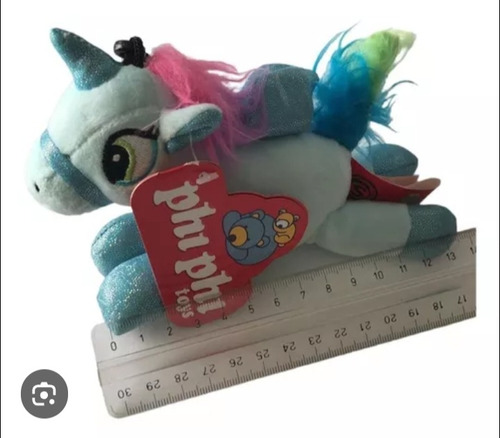 Peluche Colgante Unicornio Celeste De 15 Cm Nuevo