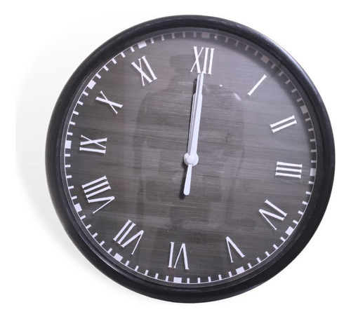 Relógio Plástico De Parede Números Romanos 19cm Preto