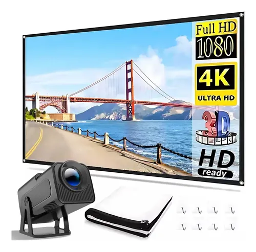 Projetor Hy320 Tela De Projeção 100 Polegadas 16:9 Dobravel ...