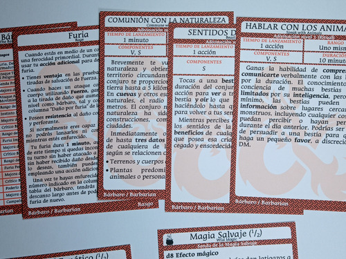 Tarjetas De Conjuro Para Barbaro Dungeons N Dragons Phb+x+t