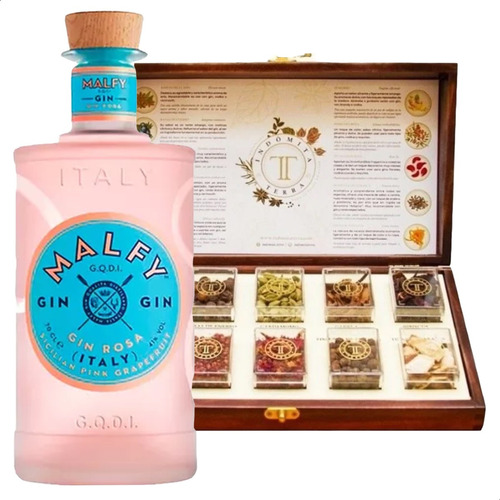 Gin Malfy Pink Rosa + Estuche Botanicos Indomita - 01almacen