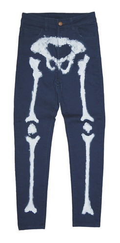 Imagen 1 de 4 de Pantalon Jean Mujer Esqueleto Huesos Elastizado  Chupin T40