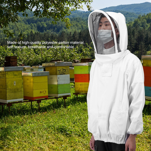 Traje Unisex De Apicultura Con Doble Cremallera Blanco