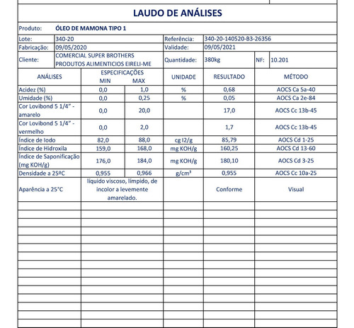 Imagem 3 de 3 de 5 Óleo Rícino Puro C/ Laudo De Análise Cresc.de Cabelo 500ml