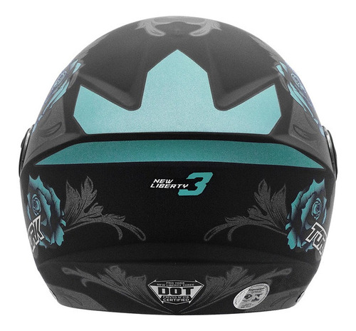 Imagen 4 de 8 de Casco New Liberty Three Flower Azul/negro Mate T 56