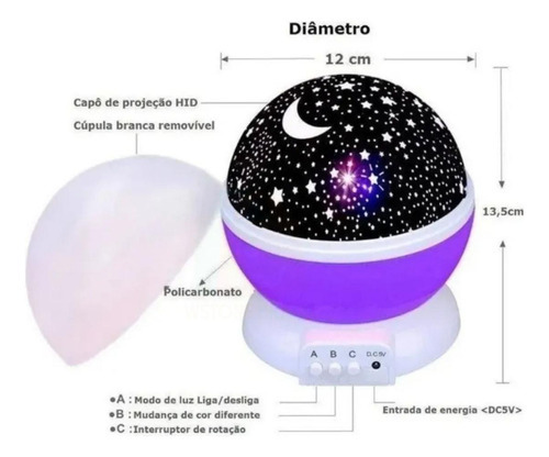 Luminária Projetor Estrela Giratório Rosa 10.8x9.5cm