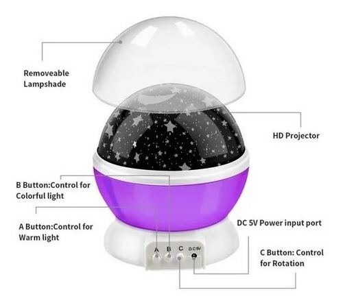 Estrella Proyector Lámpara Rotatoria Led Luz Bebé Niños