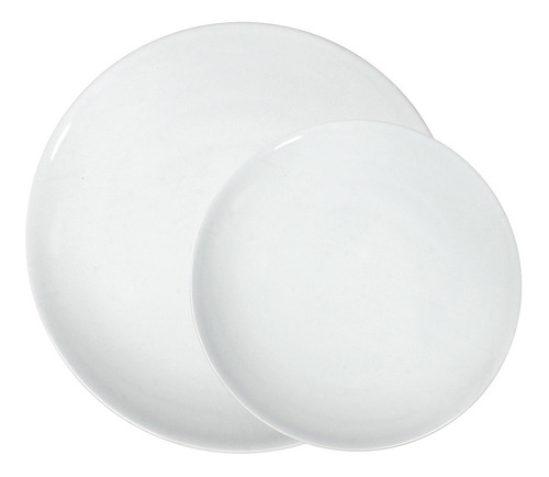 Imagen 1 de 9 de Set 8 Piezas Plato Playo Postre Liso Porcelana Blanca Import