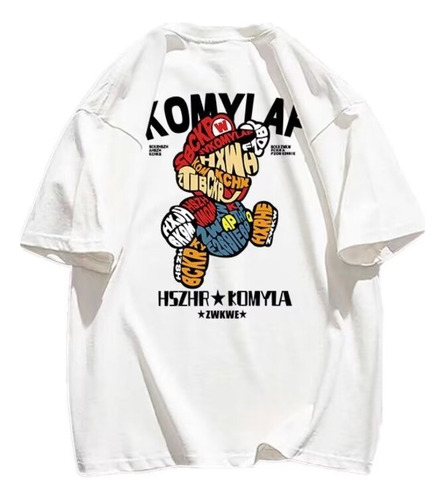 Camiseta Creative Pattern Slicing Graffiti Mario Fashion