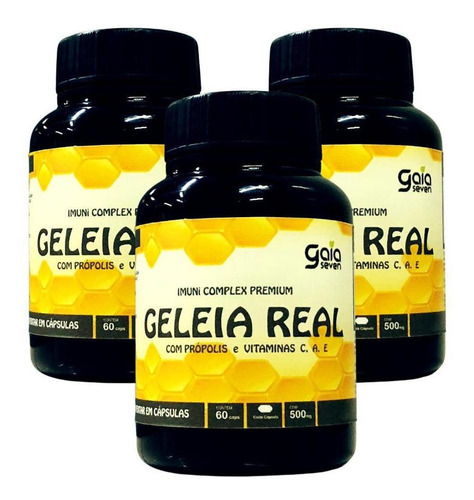 Geleia Real Liofilizada Própolis E Vitaminas 3 Potes 180caps