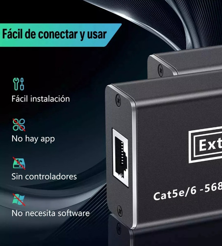 Extensor De Hdmi Adaptador Cat5e/6/7 60m Full Hd 1080p 3d
