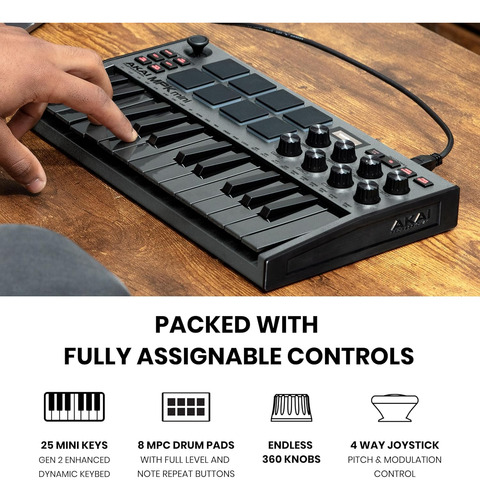 Akai Mpk Mini Mk3 Usb Midi Con Arpegiador Y Nks - Gris