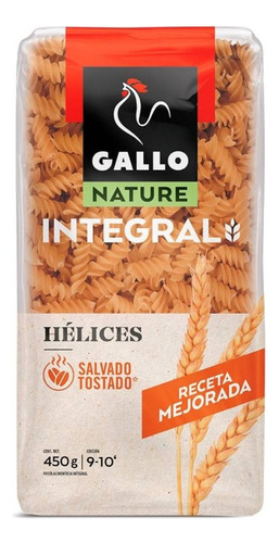 3 Pza Pasta Hélices Nature Integral 450 G