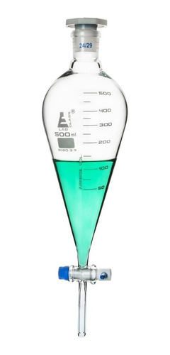 Embudo De Separación De Vidrio Tipo Pera Llave Teflón 500ml