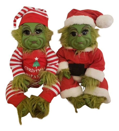 Muñeca Grinch, Lindo Peluche De Peluche Navideño 2pcs