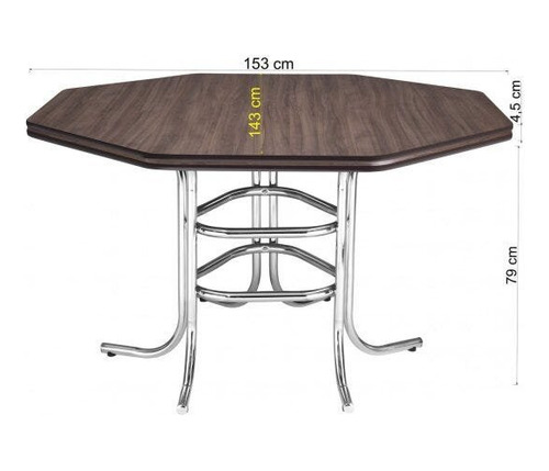 Mesa De Jantar Tubular Octogonal Compacta Móveis Wt