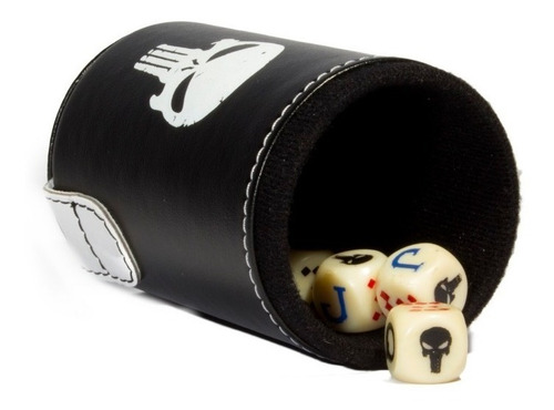 Imagen 3 de 6 de Cubilete The Punisher Con Portadados, 5 Dados Grabados