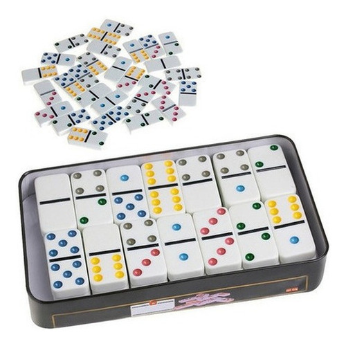 Jogo Domino Profissional Osso Colorido 28 Peças Com Estojo