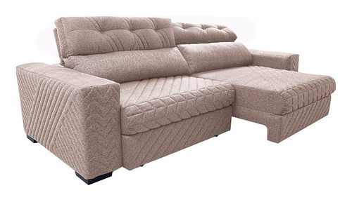 Sofá Retrátil E Reclinável 2,55m Cama Inbox Style. Linho Cor Bege Claro
