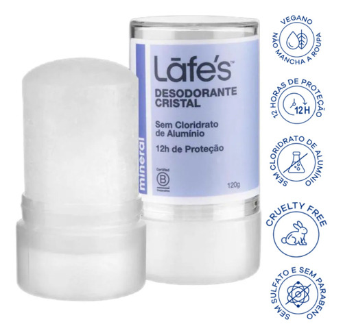 Desodorante Lafe's Cristal Sem Alumínio Vegano 120g   