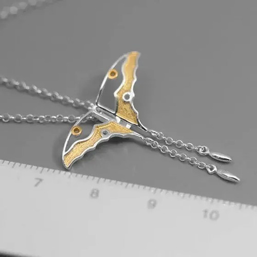 Imagen 5 de 8 de Dije Collar Mariposa Plata Ley 925 Baño Oro 24k Mujer Hombre