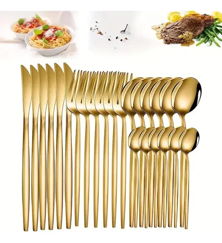 Conjunto De Talheres De Aço Luxo Inoxidável 24pcs Faqueiros