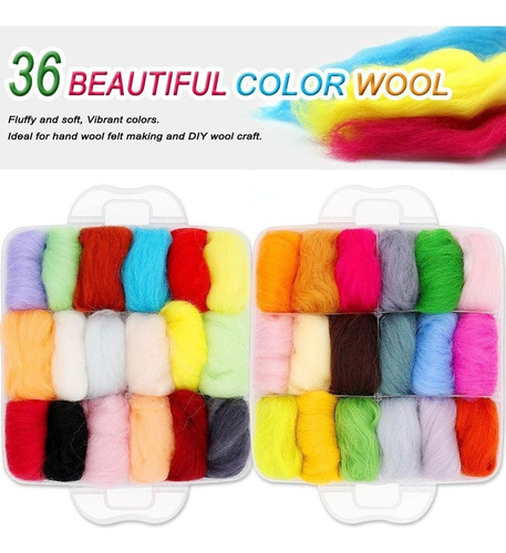 Kit De Agujas For Fieltro De Lana 36 Colores For