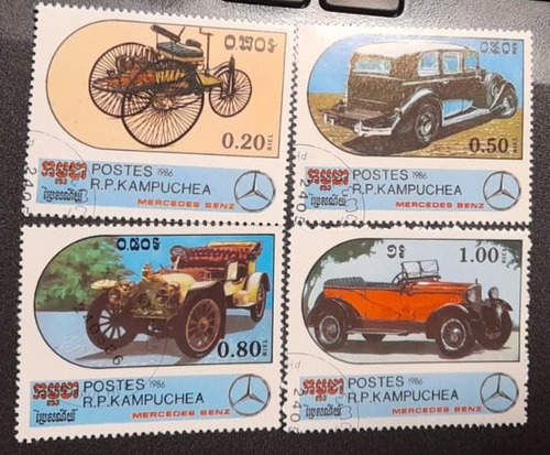 Sello Postal Camboya - Automovilismo Mercedez Benz 1986