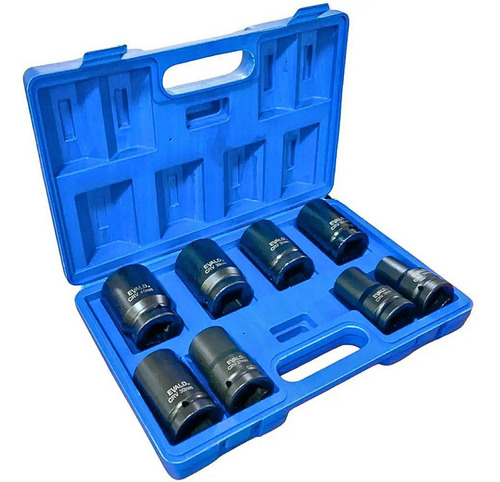 Soquetes De Impacto 1 Pol 19 A 41 Mm Kit 8 Peças Evald